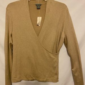 Ann Taylor beige tan blouse dress shirt size M